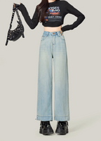 Retro Blue High-Waisted Wide-Leg Jeans