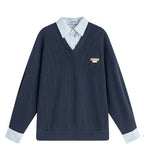 Shirt Collar Fake Two-Piece Sweater