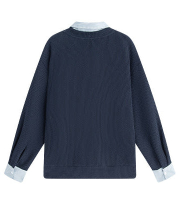 Shirt Collar Fake Two-Piece Sweater