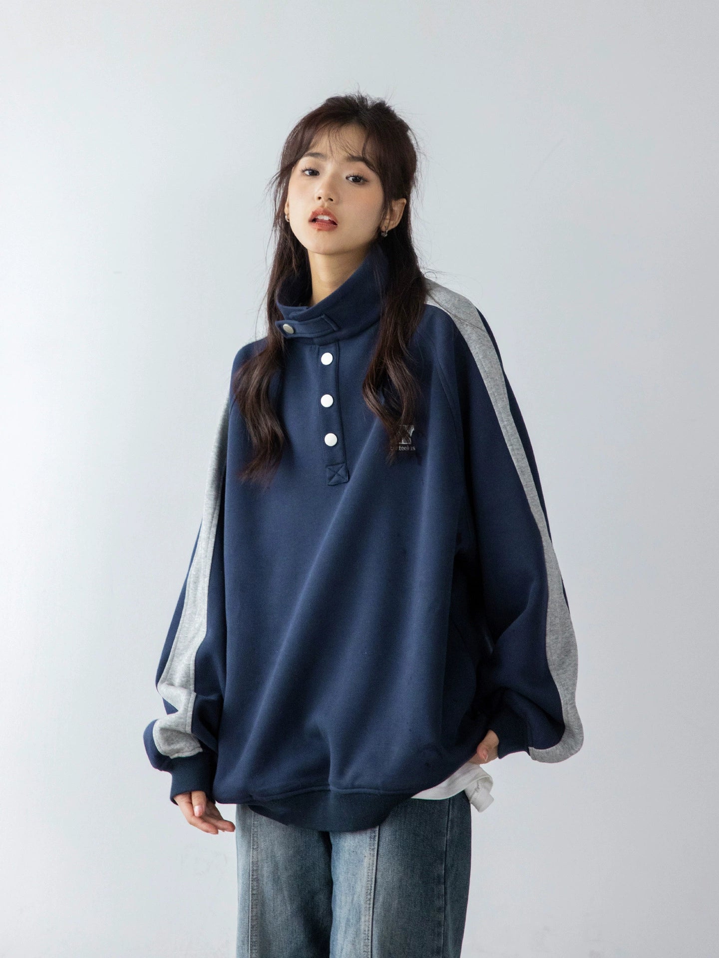 Vintage Color-Block Zip Hoodie