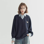 Shirt Collar Fake Two-Piece Sweater