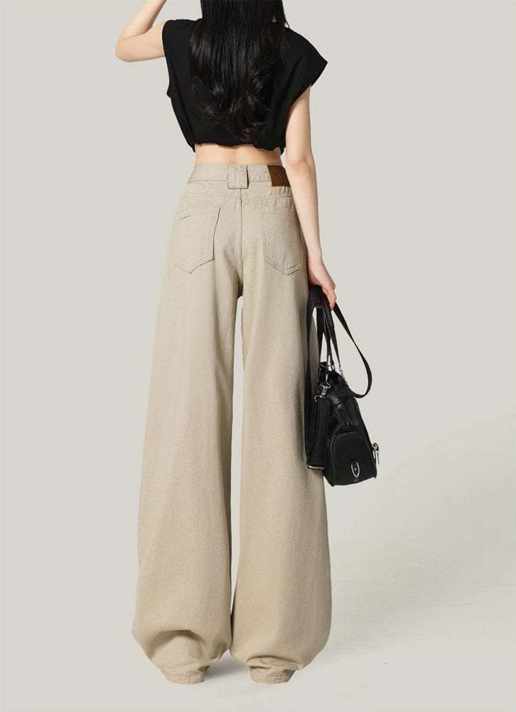 High-Waisted Loose Drape Straight-Leg Pants