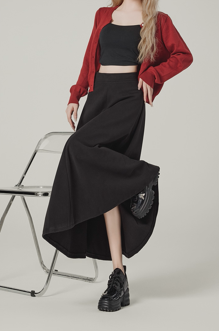 A-Line Wool-Blend Maxi Skirt