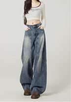 Retro Blue High-Waisted Wide-Leg Jeans