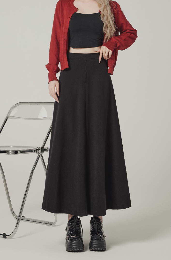 A-Line Wool-Blend Maxi Skirt