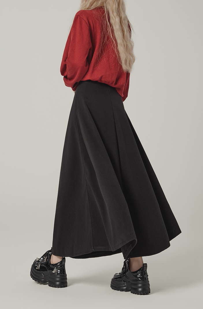 A-Line Wool-Blend Maxi Skirt