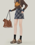 High-Waisted Plaid A-Line Mini Skirt