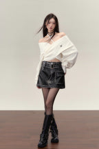 White Crossed Knit Halter Top