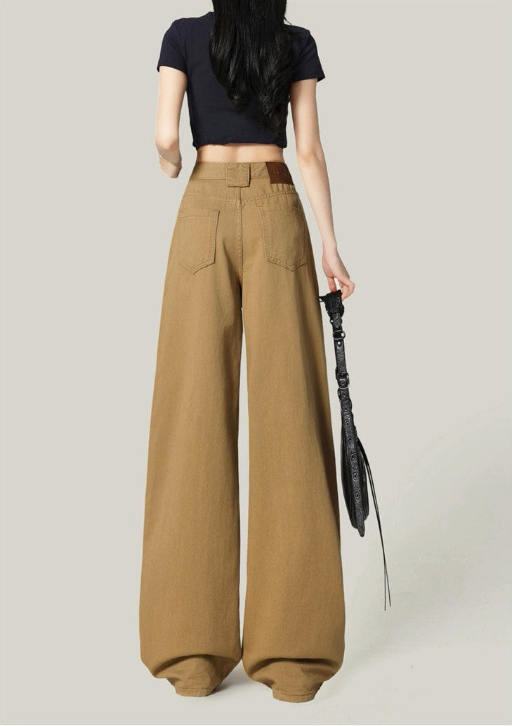 High-Waisted Loose Drape Straight-Leg Pants