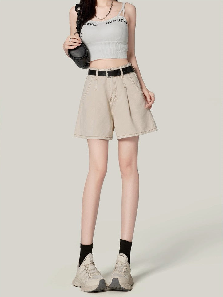 Retro Wide-Leg Denim Shorts