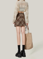 High-Waisted Plaid A-Line Mini Skirt