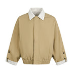 Spliced Stripe Turn-down Collar Jacket