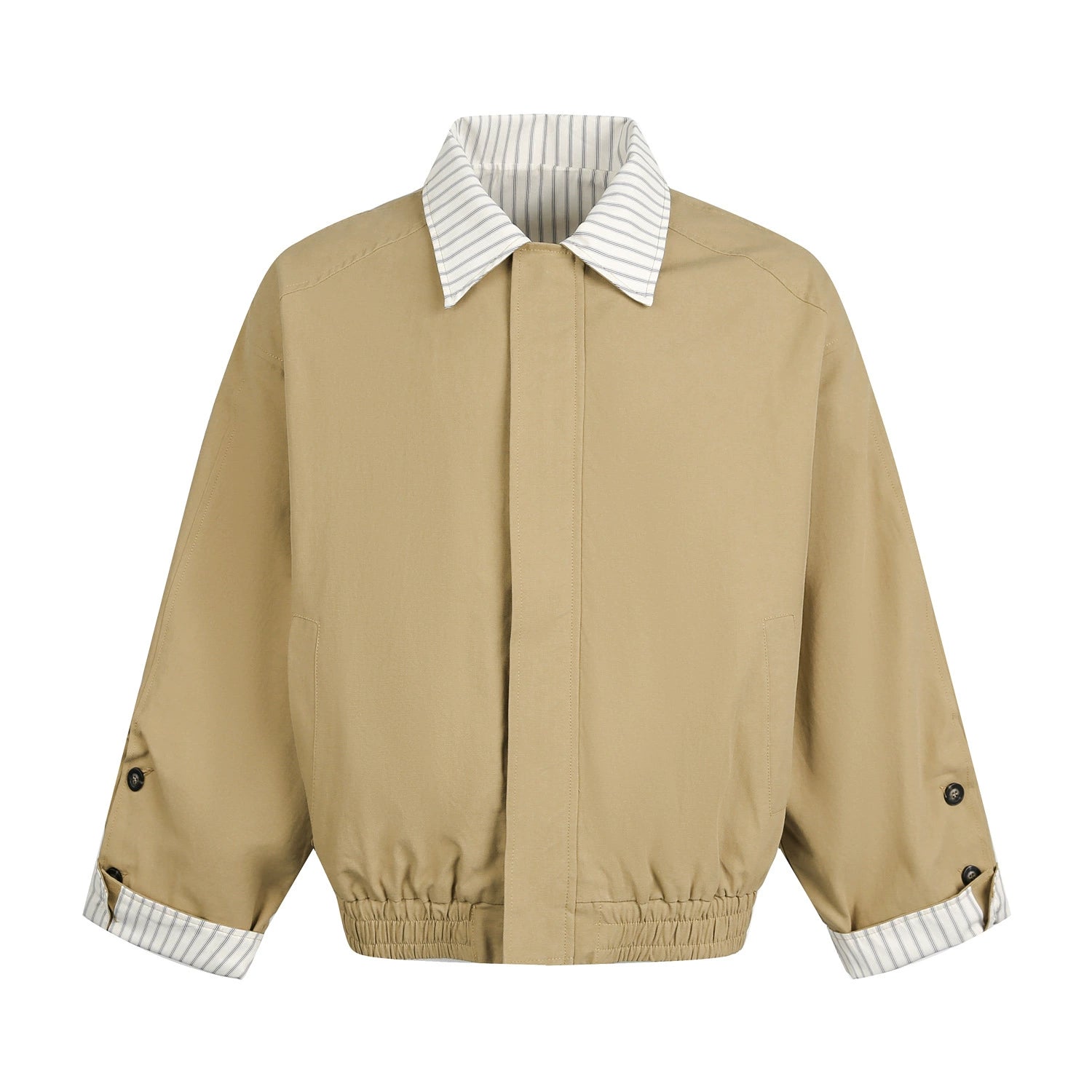 Spliced Stripe Turn-down Collar Jacket
