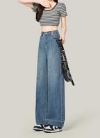 Retro Blue High-Waisted Wide-Leg Jeans