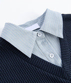 Shirt Collar Fake Two-Piece Sweater