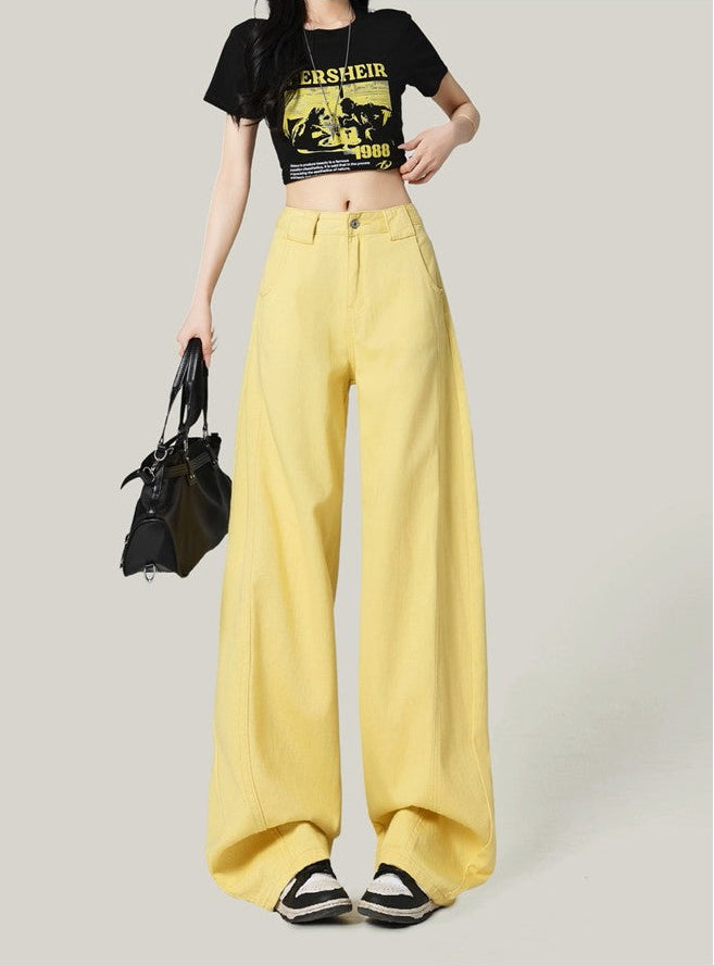 High-Waisted Loose Drape Straight-Leg Pants