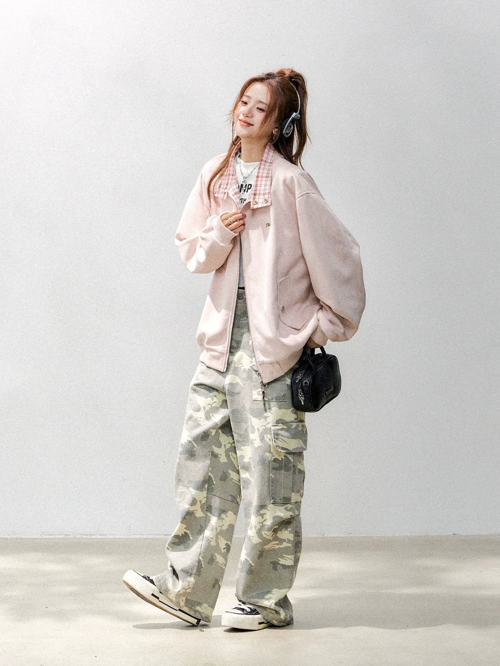 Suede Polo Collar Zip-Up Jacket