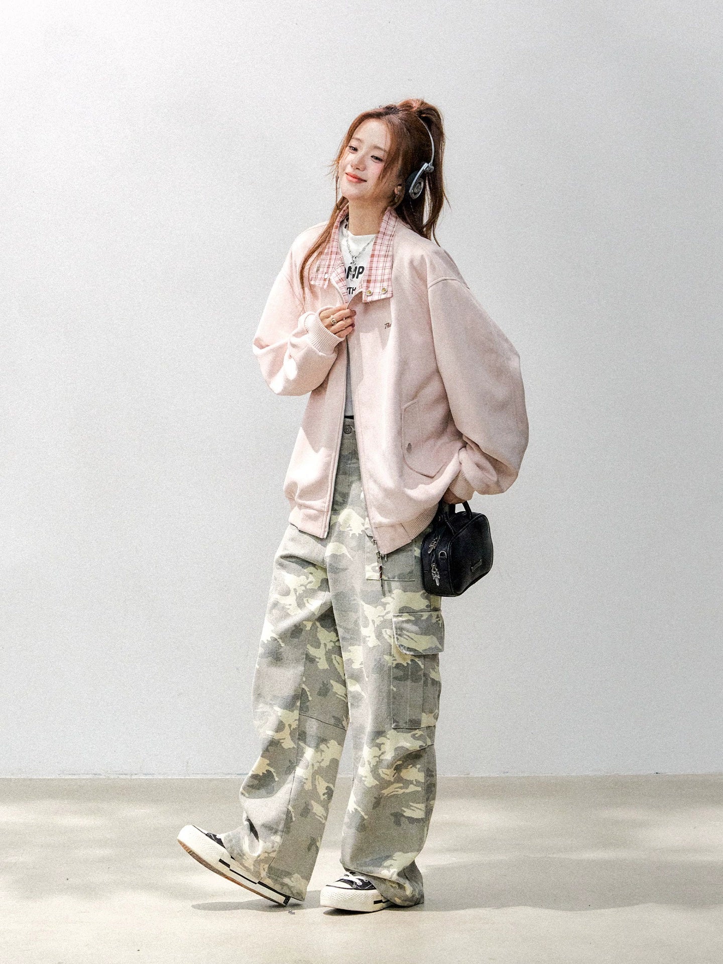 Suede Polo Collar Zip-Up Jacket