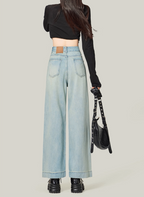 Retro Blue High-Waisted Wide-Leg Jeans