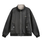 Suede Polo Collar Zip-Up Jacket