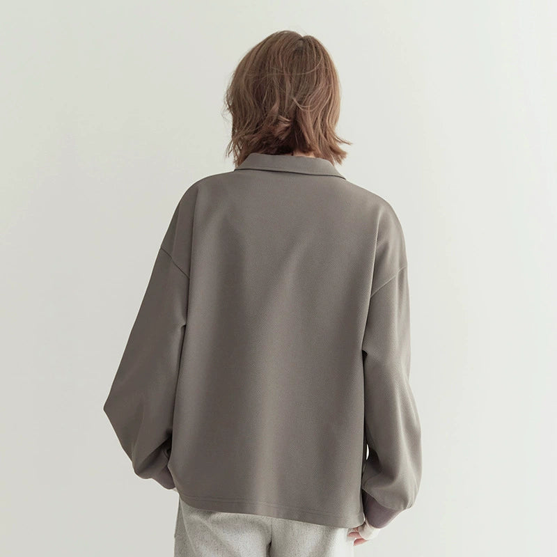 Two-Tone Tie-Front V-Neck Sweatshirt