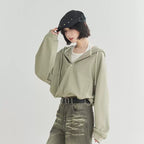 Ribbed Knit Cropped Hoodie