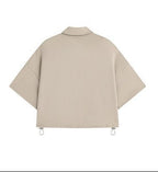 Pearl Bush Off-Shoulder Layered Crop Top with Drawstring