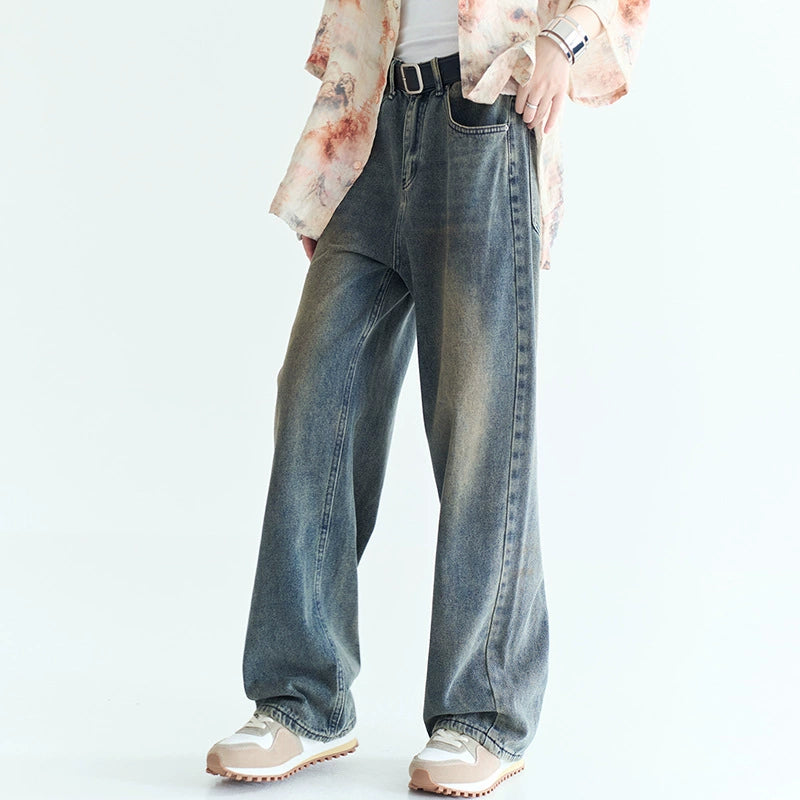 Vintage Washed Straight-Leg Jeans