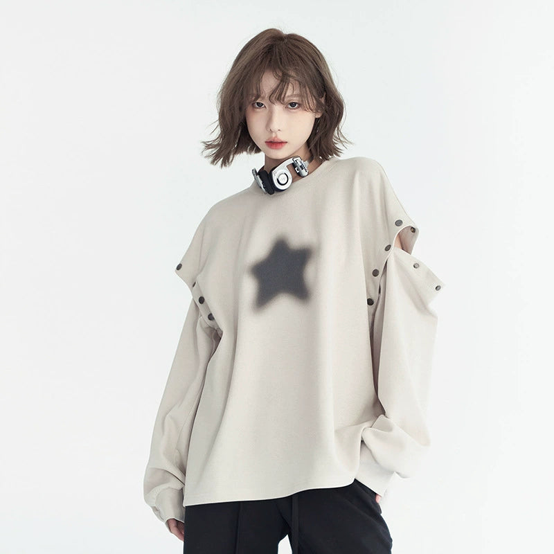 Rense Stars Print Detachable Sleeves T-Shirt