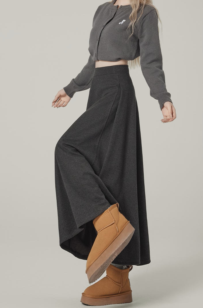 A-Line Wool-Blend Maxi Skirt