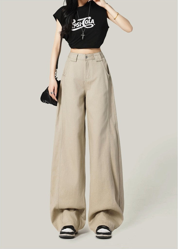 High-Waisted Loose Drape Straight-Leg Pants