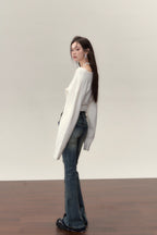 White Crossed Knit Halter Top