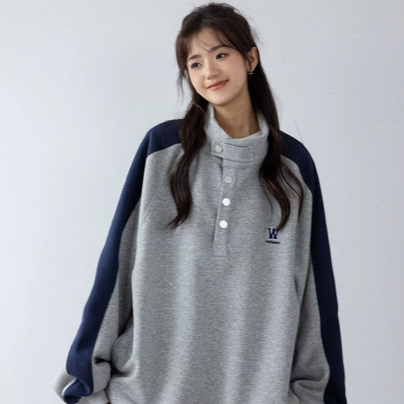 Vintage Color-Block Zip Hoodie