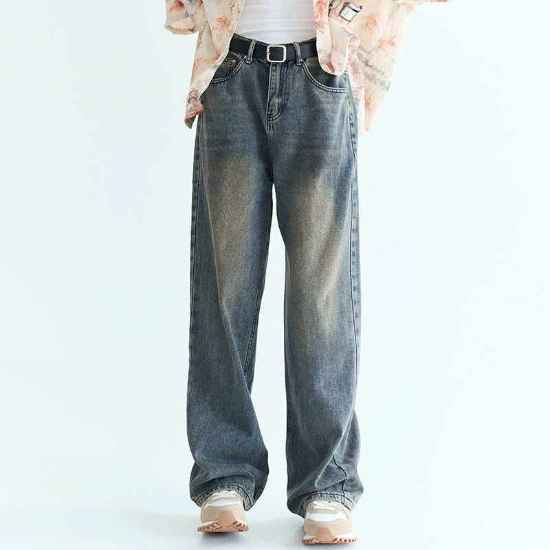 Vintage Washed Straight-Leg Jeans