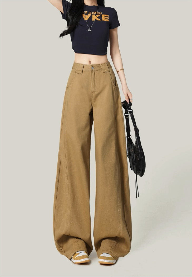 High-Waisted Loose Drape Straight-Leg Pants