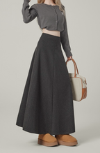 A-Line Wool-Blend Maxi Skirt