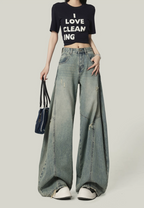 High-Street Distressed Wide-Leg Jeans