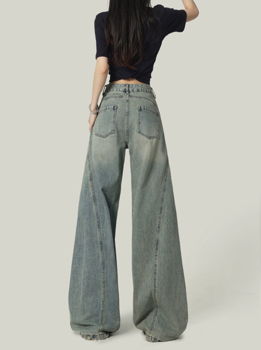 High-Street Distressed Wide-Leg Jeans