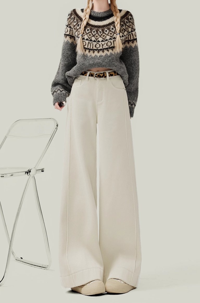 Off-White Drap Wide-Leg Jeans