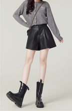High-Waisted PU Leather Wide-Leg Shorts