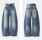 Retro Blue High-Waisted Wide-Leg Jeans