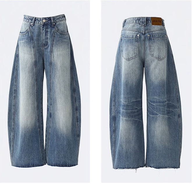 Retro Blue High-Waisted Wide-Leg Jeans
