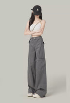 Cement Gray American Wide-Leg Cargo Pants