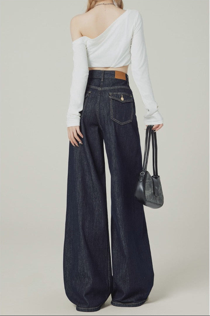 Denim Blue Wide-Leg Jeans