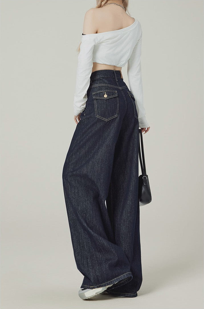Denim Blue Wide-Leg Jeans