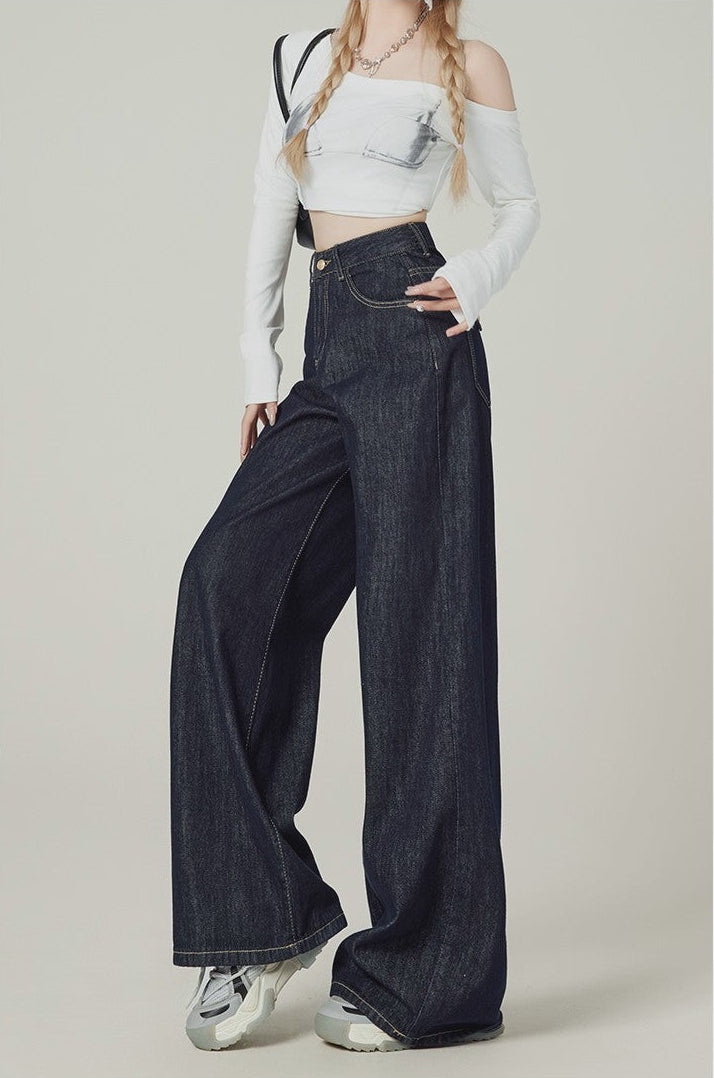 Denim Blue Wide-Leg Jeans