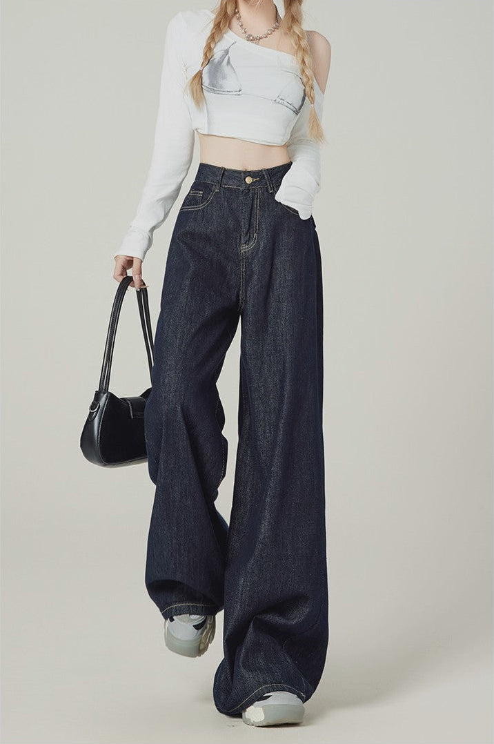Denim Blue Wide-Leg Jeans