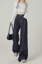 Denim Blue Wide-Leg Jeans