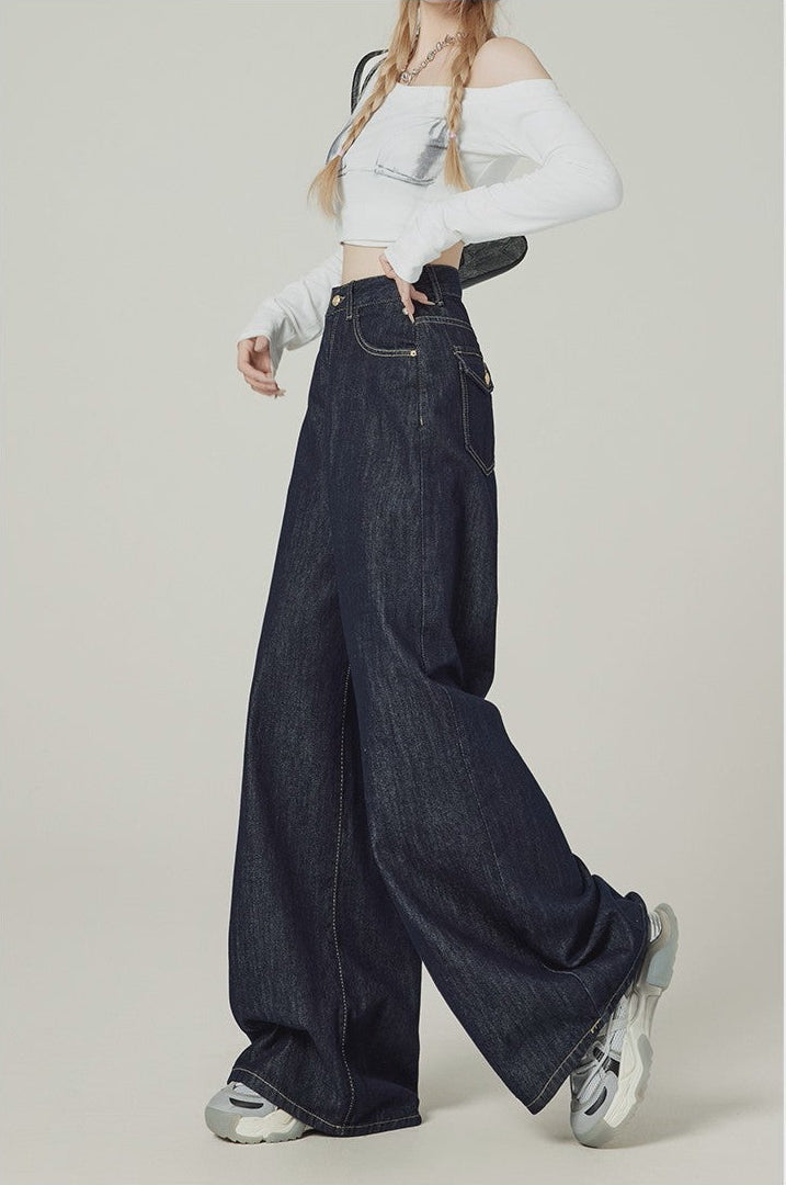 Denim Blue Wide-Leg Jeans