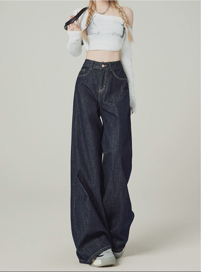 Denim Blue Wide-Leg Jeans